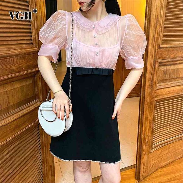 fake two hit color dress for women lapel short sleeve high waist patchwork diamond sweet mini dresses female summer 210531, Black;gray
fake two hit color dress for women lapel short sleeve high waist patchwork diamond sweet mini dresses female summer 210531, Black;gray