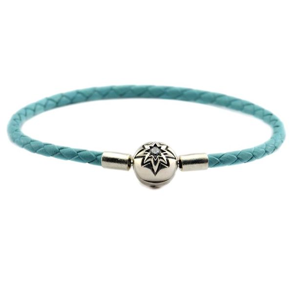 link, chain fashion sky blue leather bracelets authentic 925 sterling silver clasp diy suitable for european beads and charms, Black
link, chain fashion sky blue leather bracelets authentic 925 sterling silver clasp diy suitable for european beads and charms, Black