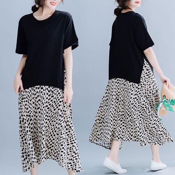 dresses south korean leopard print fake two piece dress in summer 2021, Black;gray
dresses south korean leopard print fake two piece dress in summer 2021, Black;gray