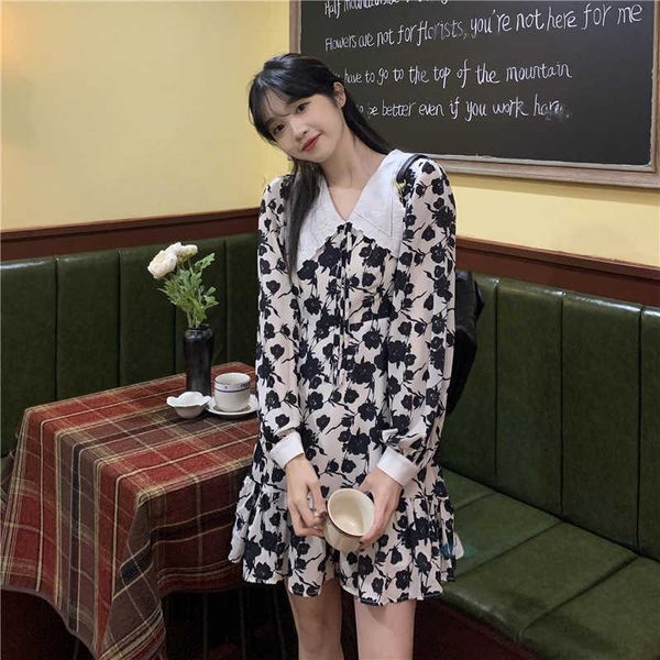 two piece dress black floral summer mini vintage runway party high waist loose long sleeve retro peter pan collar kawaii z482 c96r, White
two piece dress black floral summer mini vintage runway party high waist loose long sleeve retro peter pan collar kawaii z482 c96r, White