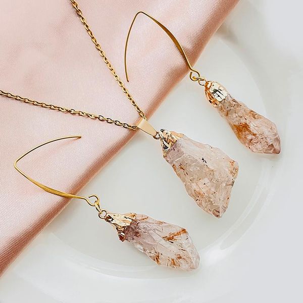 earrings & necklace natural stone jewelry sets for women phnom penh crochet with gold chain pendant fashion set party gifts, Silver
earrings & necklace natural stone jewelry sets for women phnom penh crochet with gold chain pendant fashion set party gifts, Silver