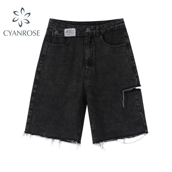 high waist denim short fashion casual harajuku wide legs ripped jeans short washed female summer cotton 210621, White;black
high waist denim short fashion casual harajuku wide legs ripped jeans short washed female summer cotton 210621, White;black