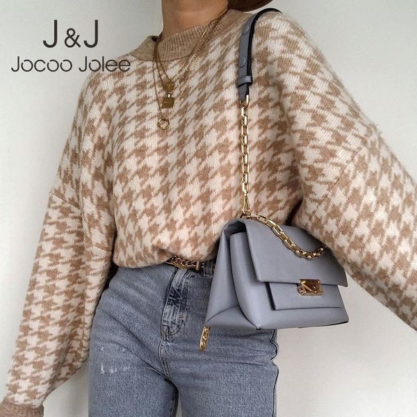 women batwing sleeve o neck houndstooth loose sweater winter vintage knitted pullover elegant jumpers korean knitting 210518, White;black
women batwing sleeve o neck houndstooth loose sweater winter vintage knitted pullover elegant jumpers korean knitting 210518, White;black