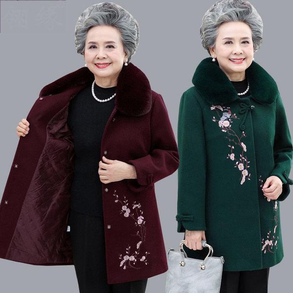 women's wool & blends grandma clothing autumn and winter woolen coat women middle-old age mother jacket casual warm embroidery long coa, Black
women's wool & blends grandma clothing autumn and winter woolen coat women middle-old age mother jacket casual warm embroidery long coa, Black