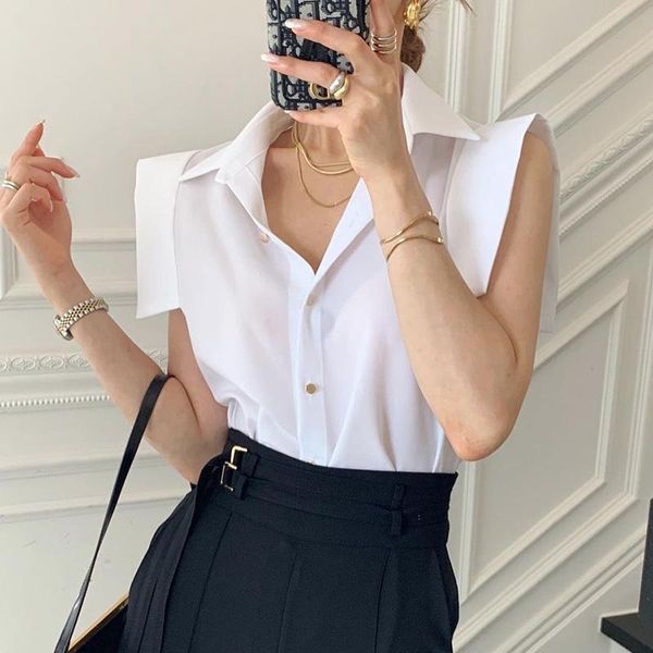 women's blouses & shirts summer fashion french blouse female lapel chic single-breasted blusa loose solid color wild flying sleeve shir, White
women's blouses & shirts summer fashion french blouse female lapel chic single-breasted blusa loose solid color wild flying sleeve shir, White