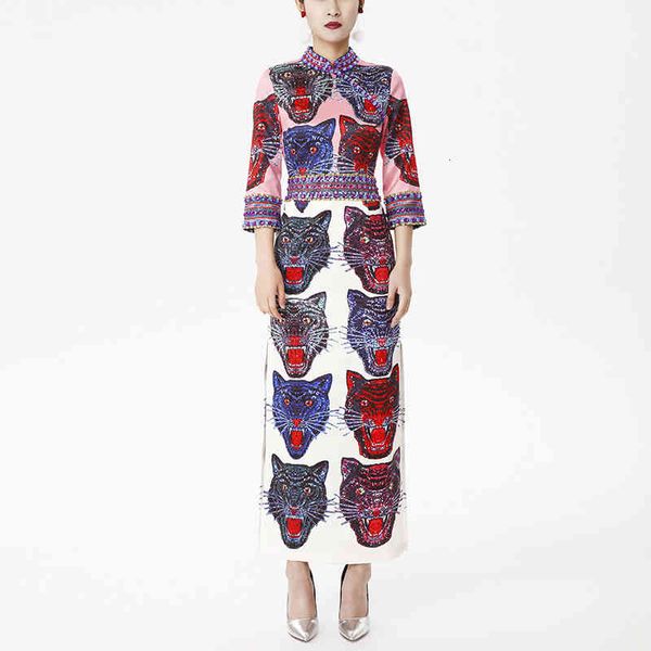 casual dresses vintage nail drill embroidery tiger head cheongsam long dress slim split designer luxury party plus size clothing ee87, Black;gray
casual dresses vintage nail drill embroidery tiger head cheongsam long dress slim split designer luxury party plus size clothing ee87, Black;gray