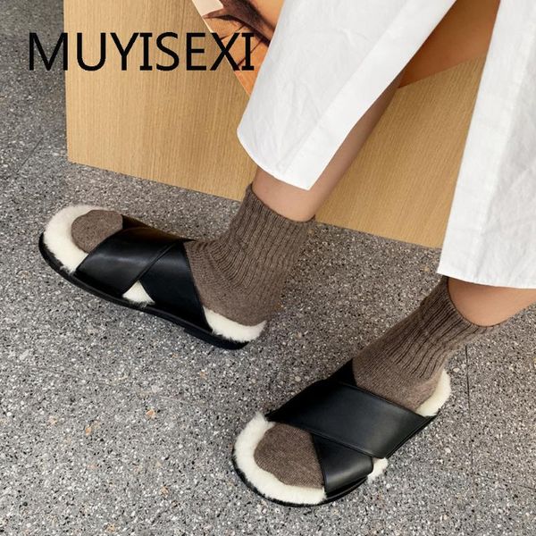 slippers wool fur for women slide sandal fuzzy genuine leather brand shoes slip on flat slingback xl12 muyisexi, Black
slippers wool fur for women slide sandal fuzzy genuine leather brand shoes slip on flat slingback xl12 muyisexi, Black
