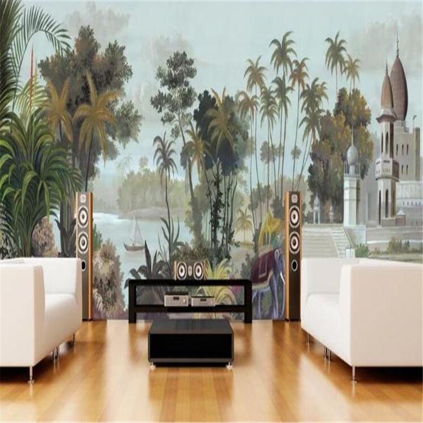 wallpapers milofi custom 3d large wallpaper mural hand-painted garden rainforest castle elephant retro background wall decoration painting 
wallpapers milofi custom 3d large wallpaper mural hand-painted garden rainforest castle elephant retro background wall decoration painting
