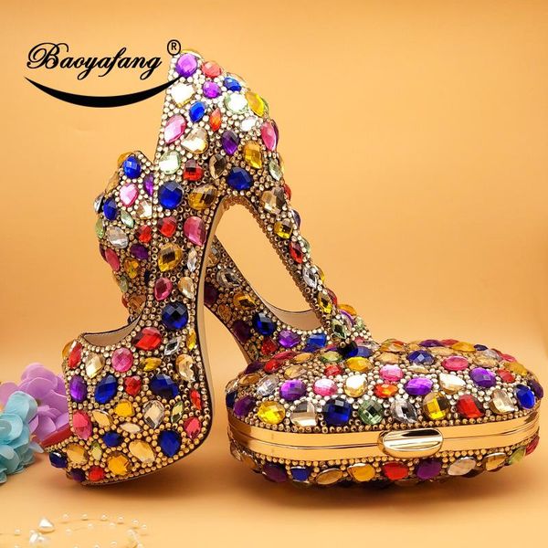 dress shoes baoyafang high heeled open toe multicolored crystal wedding woman heels platform and bags set thin pumps, Black
dress shoes baoyafang high heeled open toe multicolored crystal wedding woman heels platform and bags set thin pumps, Black