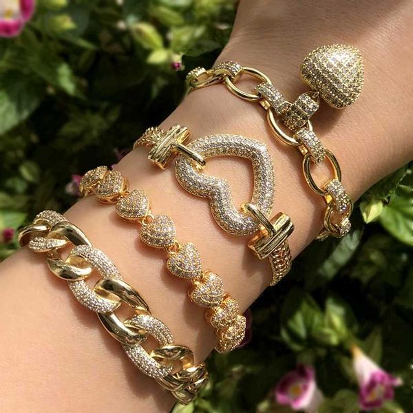luxury gold color bracelet for women heart pendant cubic zirconia stone punk bracelets bangles boho cuban chain bracelet jewelry 210609, Golden;silver
luxury gold color bracelet for women heart pendant cubic zirconia stone punk bracelets bangles boho cuban chain bracelet jewelry 210609, Golden;silver