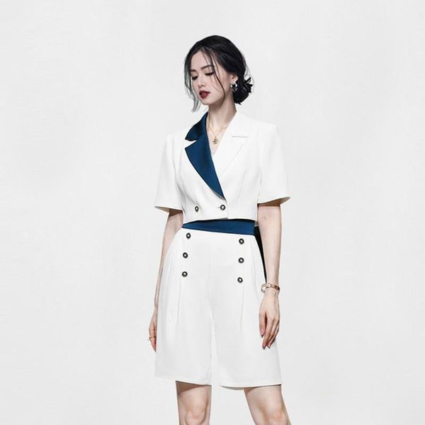 women's tracksuits 2021 summer suit two piece set women notched collar double-breasted short sleeve blouse + hight waist shorts femme, Gray
women's tracksuits 2021 summer suit two piece set women notched collar double-breasted short sleeve blouse + hight waist shorts femme, Gray