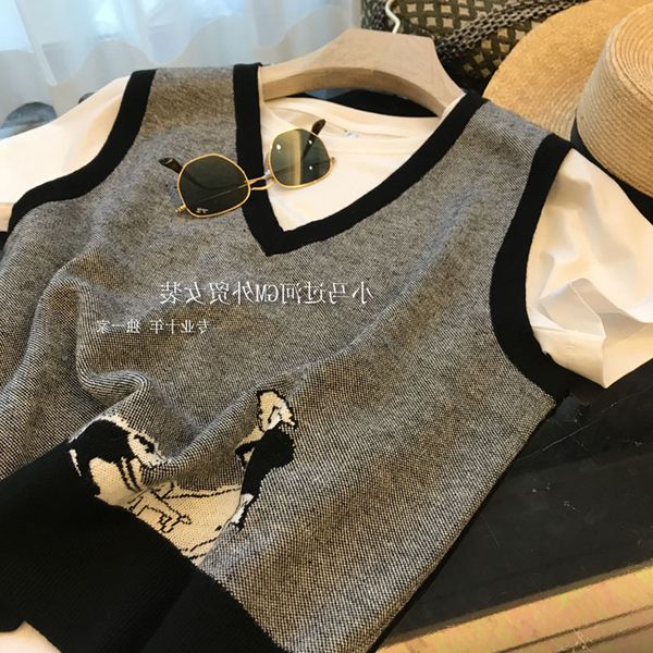 quality recommendation ~ great. wear ji contrast color dog jacquard wool v-neck knitted vt for women in autumn and winter, Black;white
quality recommendation ~ great. wear ji contrast color dog jacquard wool v-neck knitted vt for women in autumn and winter, Black;white