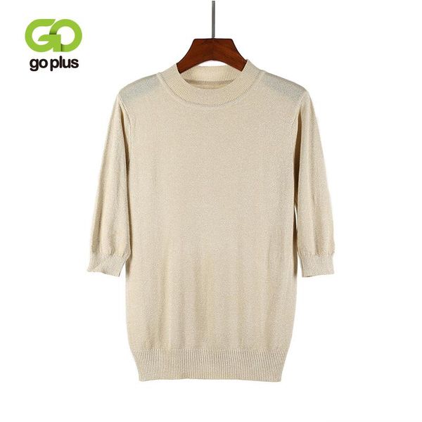 women's sweaters goplus shiny lurex spring solid sweater women three quarter sleeve basic pullovers lady 2021 fashion casual style fem, White;black
women's sweaters goplus shiny lurex spring solid sweater women three quarter sleeve basic pullovers lady 2021 fashion casual style fem, White;black