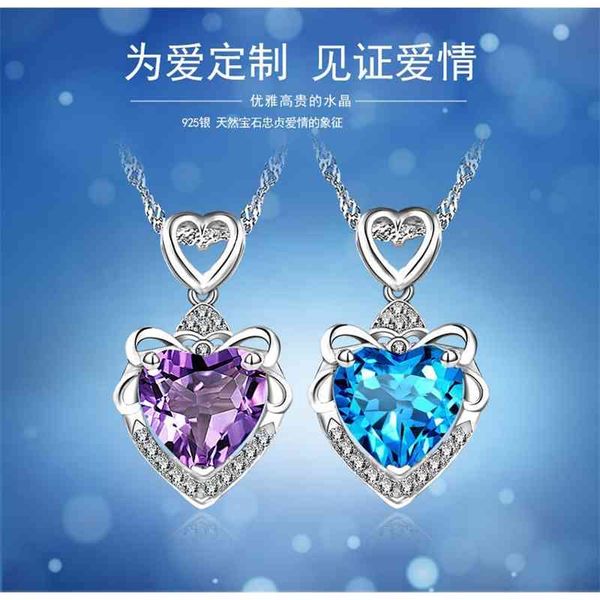 pure white copper ocean heart necklace sea blue zircon crystal love pendant jewelry, Black
pure white copper ocean heart necklace sea blue zircon crystal love pendant jewelry, Black
