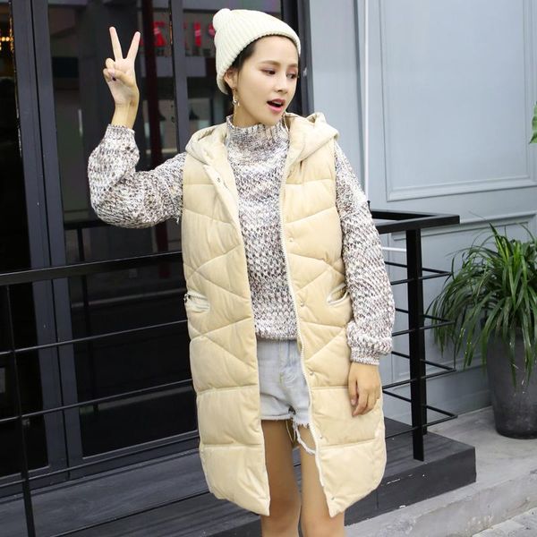 women's vests kuyomens selling autumn winter long vest women female thickening down cotton slim girl hooded velvet warm waistcoat, Black;white
women's vests kuyomens selling autumn winter long vest women female thickening down cotton slim girl hooded velvet warm waistcoat, Black;white