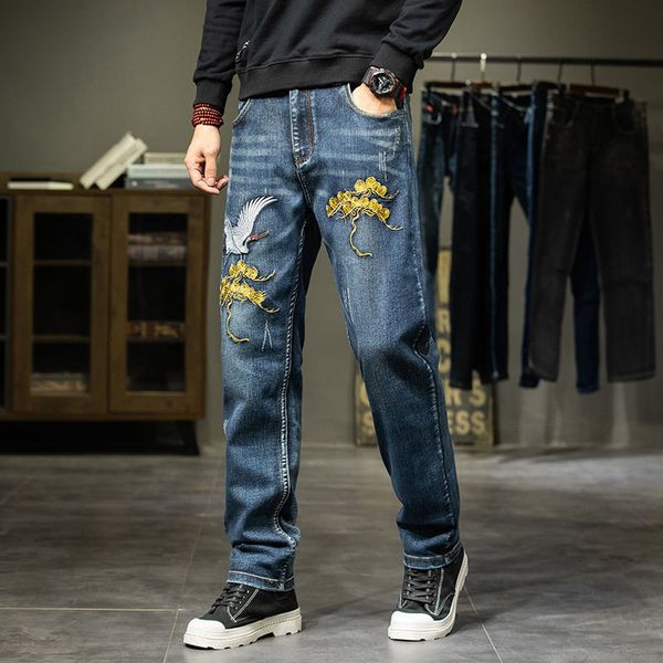 men's jeans spring-style korean embroidered male brim pants in fashion loosens denim stretch, Blue
men's jeans spring-style korean embroidered male brim pants in fashion loosens denim stretch, Blue