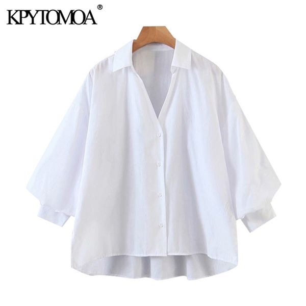 women fashion button-up loose irregular blouses vintage lantern sleeve side vents female shirts blusas chic 210420, White
women fashion button-up loose irregular blouses vintage lantern sleeve side vents female shirts blusas chic 210420, White
