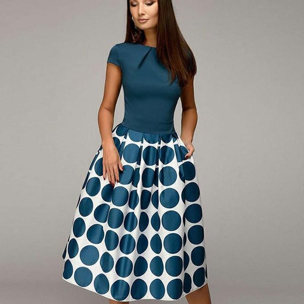 casual dresses oufisun vintage wave point women's dress short sleeve patchwork a-line o-neck summer dot print vestidos, Black;gray
casual dresses oufisun vintage wave point women's dress short sleeve patchwork a-line o-neck summer dot print vestidos, Black;gray