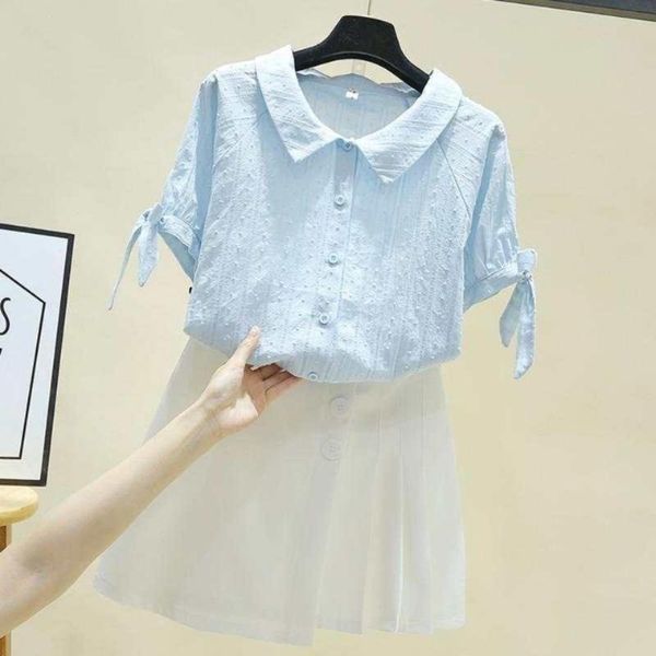 women's blouses & shirts women 2021 summer fashion short sleeves loose female lace-up casual ladies solid color thin n239, White
women's blouses & shirts women 2021 summer fashion short sleeves loose female lace-up casual ladies solid color thin n239, White