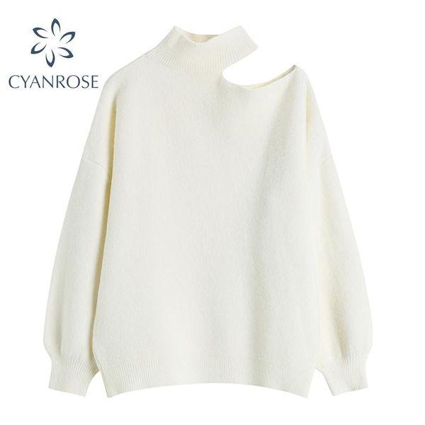 women's sweaters turtleneck split pullover sweater and knitwear elegant loose design long sleeve 2021 spring street korean knitted soli, White;black
women's sweaters turtleneck split pullover sweater and knitwear elegant loose design long sleeve 2021 spring street korean knitted soli, White;black