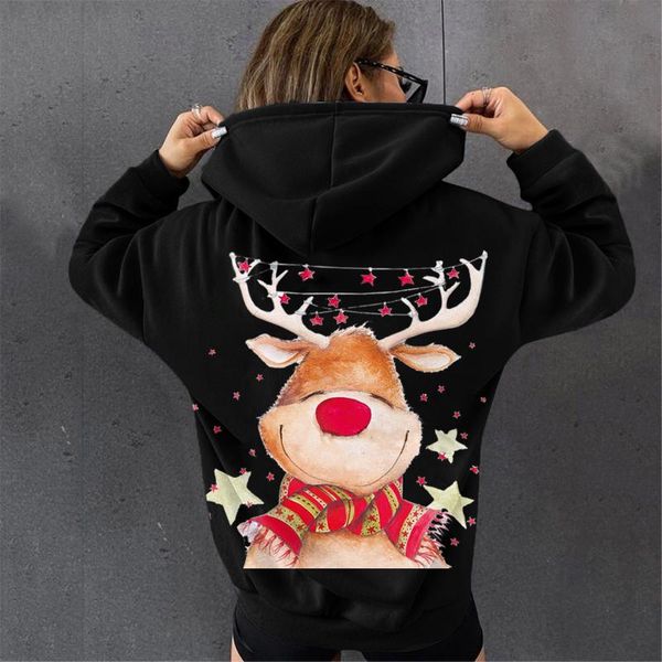 women's hoodies & sweatshirts christmas reindeer hoodie women clothing printing fashion sweetshirts long sleeve pocket casual pullover, Black 
women's hoodies & sweatshirts christmas reindeer hoodie women clothing printing fashion sweetshirts long sleeve pocket casual pullover, Black