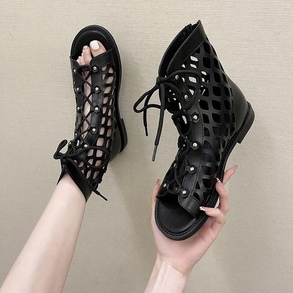 boots sandals wind toe cut women's open 2021 summer cross strap back zipper roman shoes flat, Black
boots sandals wind toe cut women's open 2021 summer cross strap back zipper roman shoes flat, Black