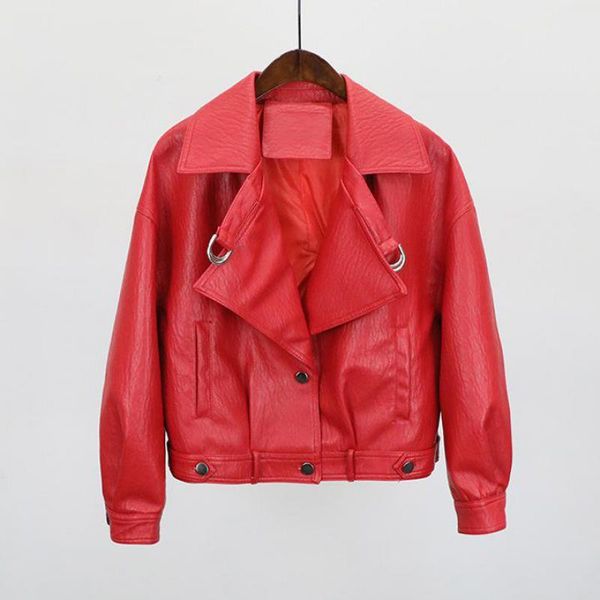 women's leather & faux streetwear soft coats women loose long sleeve turn down collar short jacket female spring autumn outerwear femme, Black
women's leather & faux streetwear soft coats women loose long sleeve turn down collar short jacket female spring autumn outerwear femme, Black