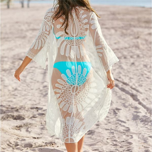 see through embroidered long kimono cardigan white black lace tunic plus size beachwear women and blouses n1020 210416
see through embroidered long kimono cardigan white black lace tunic plus size beachwear women and blouses n1020 210416