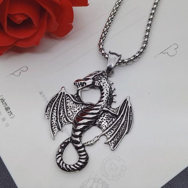 pendant necklaces dragon pendants mens stainless steel initial chain necklace statement accessorie handmade gifts for male, Silver
pendant necklaces dragon pendants mens stainless steel initial chain necklace statement accessorie handmade gifts for male, Silver