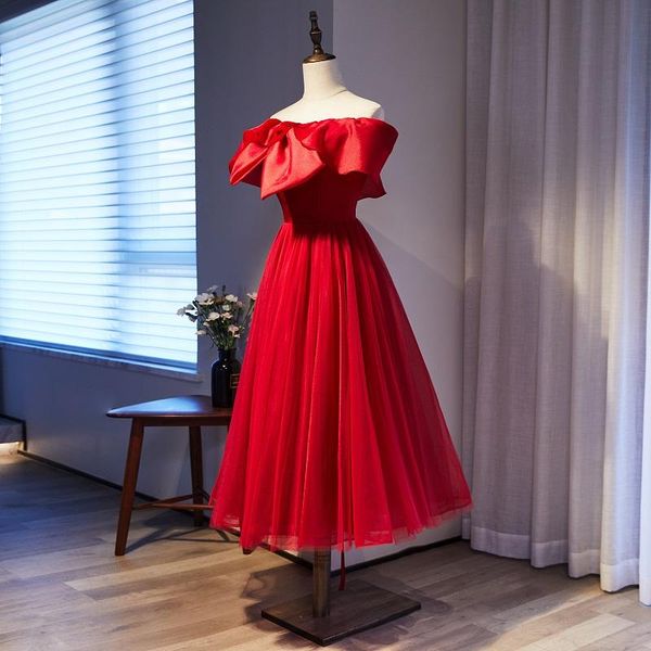 party dresses evening dress short sleeves bow boat neck lace up a-line simple pleat tea-length fashion formal woman b1155, White;black
party dresses evening dress short sleeves bow boat neck lace up a-line simple pleat tea-length fashion formal woman b1155, White;black