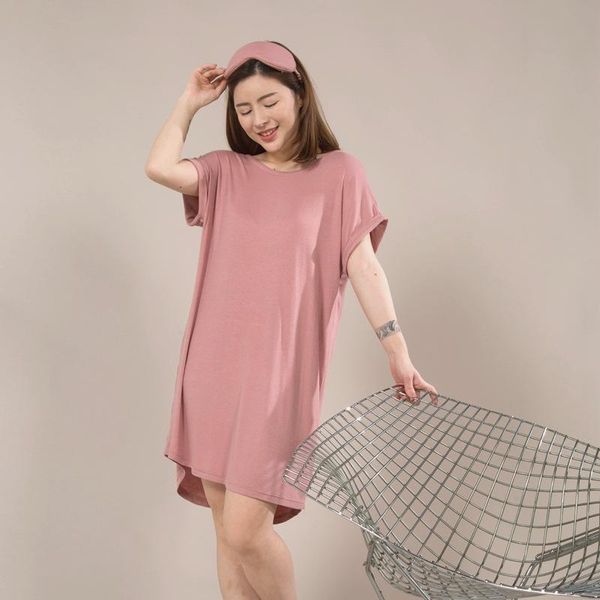 spring and summer comfortable ribbed knit short sleeve sleep dress home clothes loose back pajamas women women's sleepwear, Black;red
spring and summer comfortable ribbed knit short sleeve sleep dress home clothes loose back pajamas women women's sleepwear, Black;red