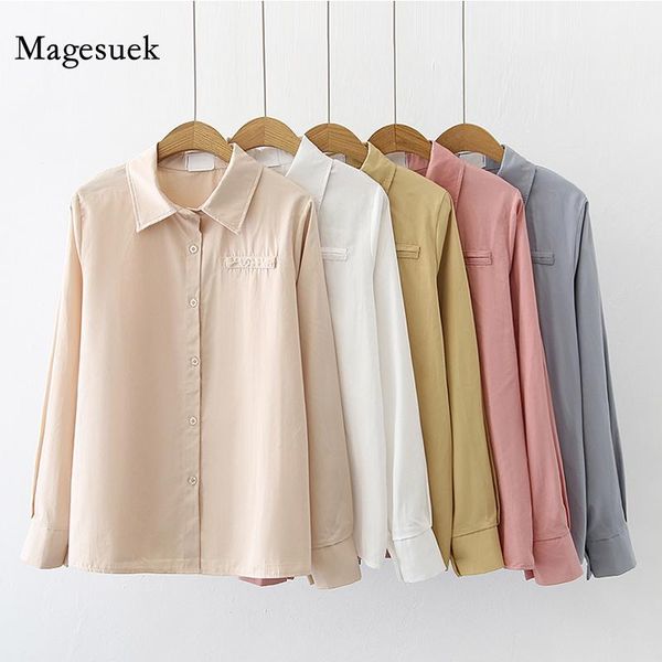 women's blouses & shirts korean loose casual solid base shirt spring ladies versatile turn-down collar long sleeve blouse women 13150, White
women's blouses & shirts korean loose casual solid base shirt spring ladies versatile turn-down collar long sleeve blouse women 13150, White