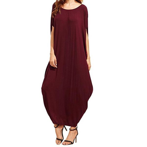 casual dresses ladies fashion half sleeve dress women elegant round collar solid lrregular wrinkle longuette maxi, Black;gray
casual dresses ladies fashion half sleeve dress women elegant round collar solid lrregular wrinkle longuette maxi, Black;gray