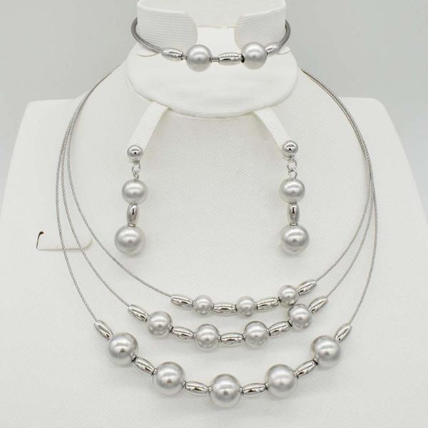 earrings & necklace fashion dubai whtie gold color jewelry sets elegant line crystal costume nigerian african beads design, Silver
earrings & necklace fashion dubai whtie gold color jewelry sets elegant line crystal costume nigerian african beads design, Silver