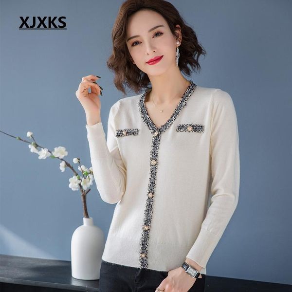 women's sweaters xjxks women pullover sweater female with button black white v neck long sleeve knitted pullovers, White;black
women's sweaters xjxks women pullover sweater female with button black white v neck long sleeve knitted pullovers, White;black