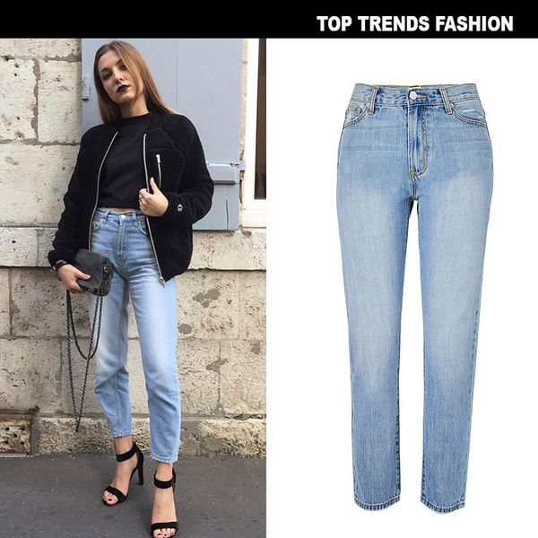 women's high waist straight tube denim pants street mix ins classic wash autumn and winter 9 points, Blue
women's high waist straight tube denim pants street mix ins classic wash autumn and winter 9 points, Blue