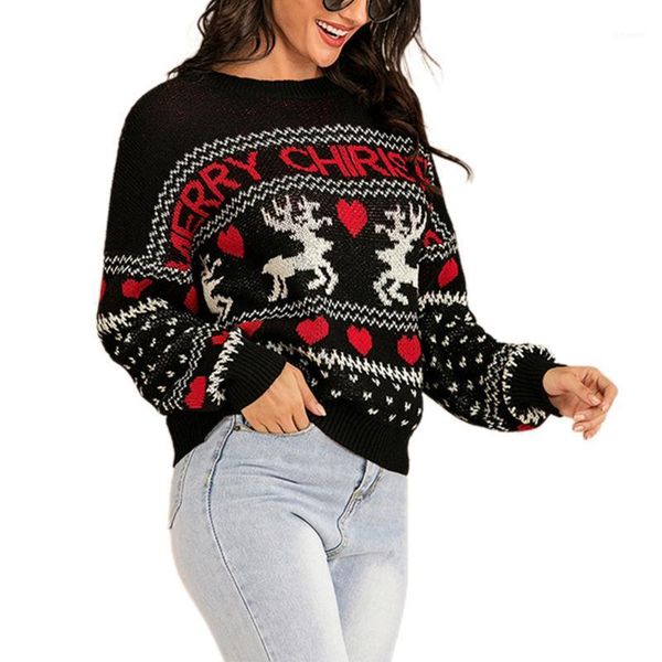 women's sweaters women sweater christmas elk pattern long sleeve round neck knitwear fashion, White;black
women's sweaters women sweater christmas elk pattern long sleeve round neck knitwear fashion, White;black