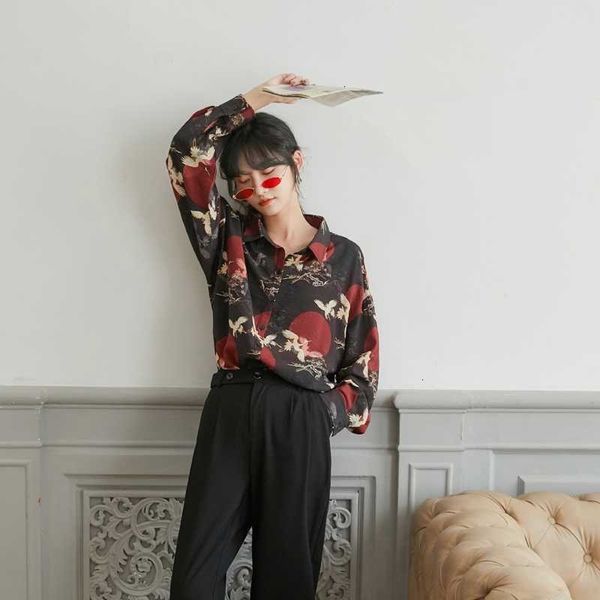 women's two piece pants japanese fashion long sleeve blouse fall women vintage crane print loose button up shirt autumn c g7zi, White
women's two piece pants japanese fashion long sleeve blouse fall women vintage crane print loose button up shirt autumn c g7zi, White
