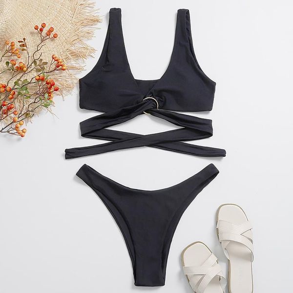 women's swimwear 2pcs women swimsuits bikini set push-up padded high waist pure color metal ring bandage thong beachwear 2021, White;black
women's swimwear 2pcs women swimsuits bikini set push-up padded high waist pure color metal ring bandage thong beachwear 2021, White;black