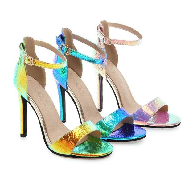 women summer open toe sandals ladies buckle party shoes woman fashion mixed colors thin high heel blue yellow pink, Black
women summer open toe sandals ladies buckle party shoes woman fashion mixed colors thin high heel blue yellow pink, Black