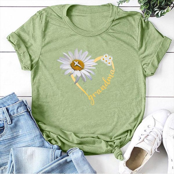 daisy heart grandma printing summer womens vogue crew neck for loose harajuku camisetas, White
daisy heart grandma printing summer womens vogue crew neck for loose harajuku camisetas, White