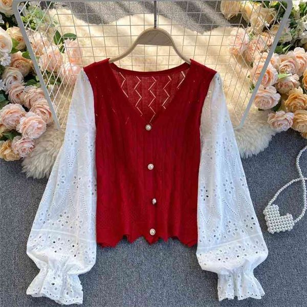 autumn winter cardigans hollow lantern sleeve stitching knit women v-neck slim-fit single breasted jacket female c026 210507, White
autumn winter cardigans hollow lantern sleeve stitching knit women v-neck slim-fit single breasted jacket female c026 210507, White