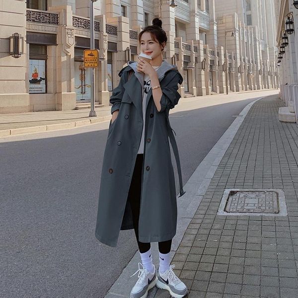 women's trench coats windbreaker women designer 2021 autumn british style loose casual fake two piece hooded sweatshirt mid-length coat, Tan;black
women's trench coats windbreaker women designer 2021 autumn british style loose casual fake two piece hooded sweatshirt mid-length coat, Tan;black
