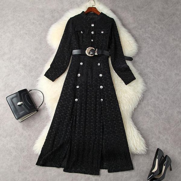 casual dresses european and american women's wear autumn 2022 long sleeve flocking buttons black pleated dress with fashionable belt, Black;gray
casual dresses european and american women's wear autumn 2022 long sleeve flocking buttons black pleated dress with fashionable belt, Black;gray