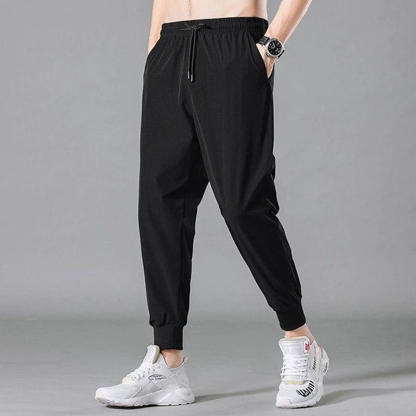 men's ice silk sports pants summer ultra-thin korean style trendy wild nine-point beamed loose casual long, Black
men's ice silk sports pants summer ultra-thin korean style trendy wild nine-point beamed loose casual long, Black
