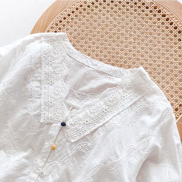 women's blouses & shirts lamtrip unique hook hollow out v-neck colorful buttons cotton short sleeve shirt retro summer, White
women's blouses & shirts lamtrip unique hook hollow out v-neck colorful buttons cotton short sleeve shirt retro summer, White