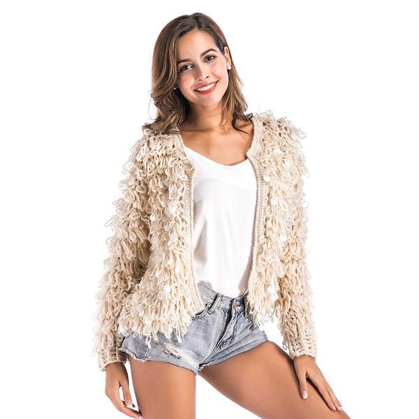 women's sweaters 2021 soft balls knit sweater ladies winter bubble long sleeve open front sequined chunky cardigan, White;black
women's sweaters 2021 soft balls knit sweater ladies winter bubble long sleeve open front sequined chunky cardigan, White;black