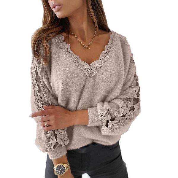 women's sweaters winter women clothing solid v neck lace patchwork long sleeve knitted sweater harajuku casual ladies pullovers sj, White;black
women's sweaters winter women clothing solid v neck lace patchwork long sleeve knitted sweater harajuku casual ladies pullovers sj, White;black