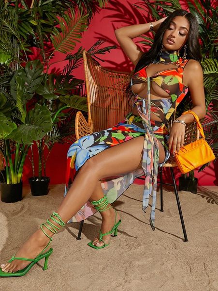 floral print tie cutout front split thigh mesh dress o87w#, Black;gray
floral print tie cutout front split thigh mesh dress o87w#, Black;gray