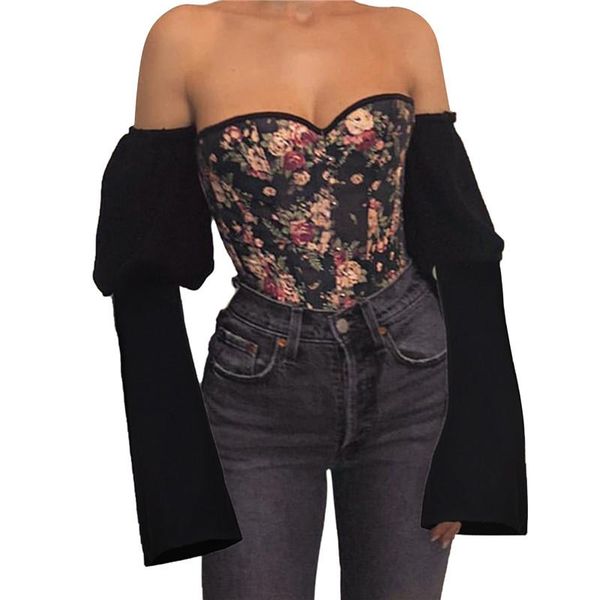women's bustier blouse fall spring long sleeve floral print lace up push bra corsets t-shirts fashion tees t-shirt, White
women's bustier blouse fall spring long sleeve floral print lace up push bra corsets t-shirts fashion tees t-shirt, White